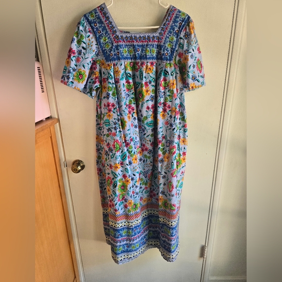 Expressions Cotton Mumu Lounge Dress With Pockets Medium - Picture 1 of 6